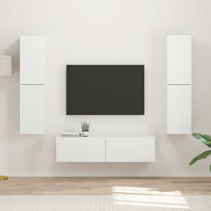 TV Cabinet Set 6 pcs White Engineered Wood