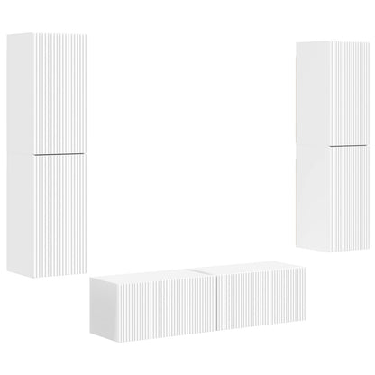 TV Cabinet Set 6 pcs White Engineered Wood