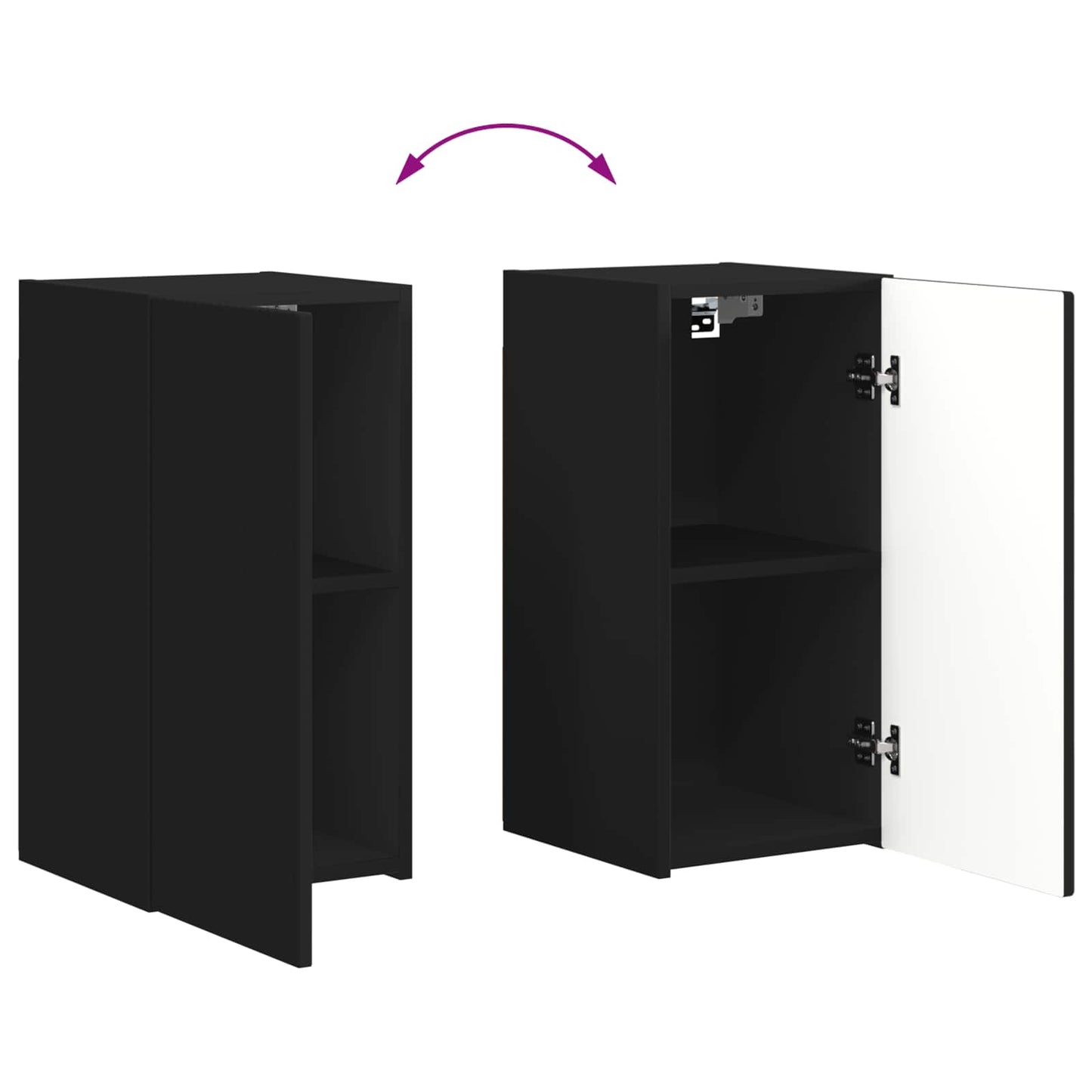 TV Cabinet Set 6 pcs Black Engineered Wood