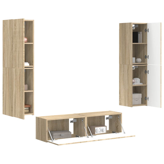 TV Cabinet Set 6 pcs Sonoma Oak Engineered Wood