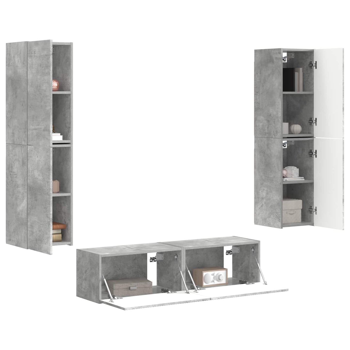 TV Cabinet Set 6 pcs Concrete Grey Engineered Wood