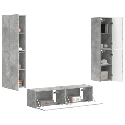 TV Cabinet Set 6 pcs Concrete Grey Engineered Wood