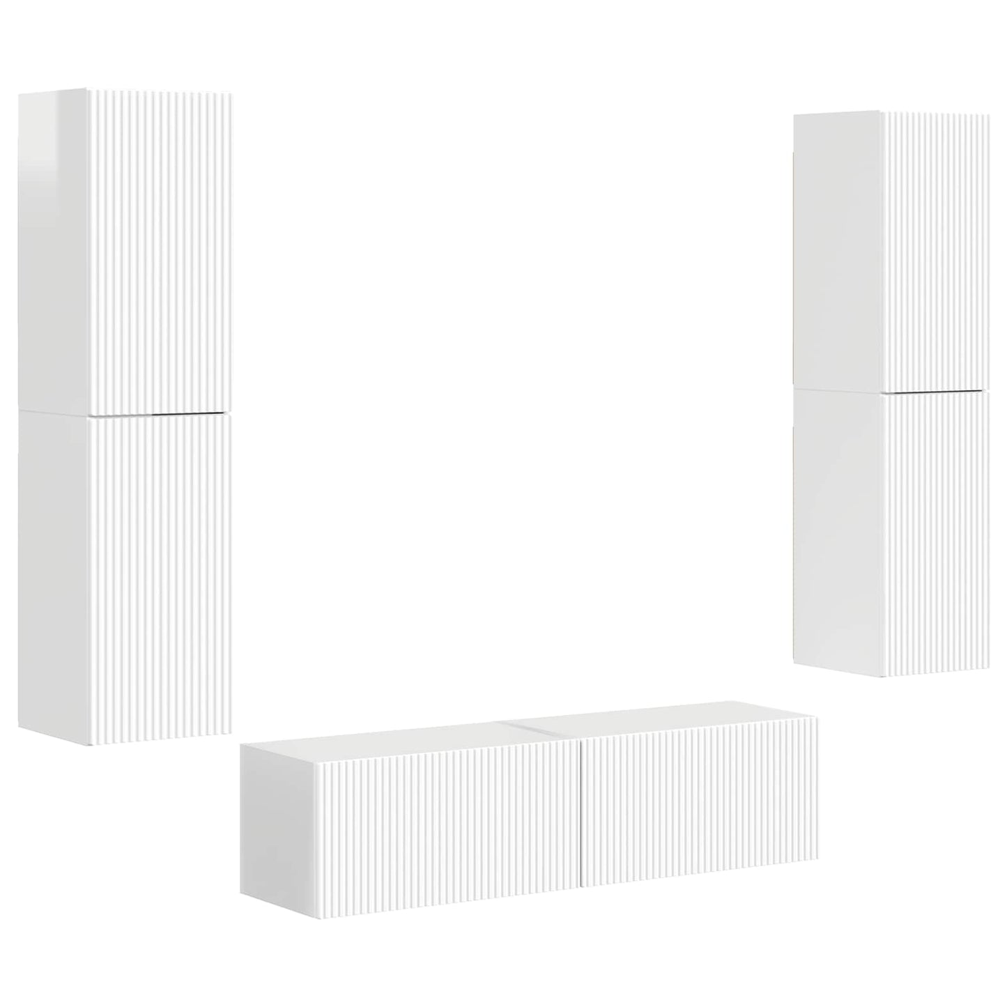 TV Cabinet Set 6 pcs High Gloss White Engineered Wood