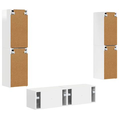 TV Cabinet Set 6 pcs High Gloss White Engineered Wood