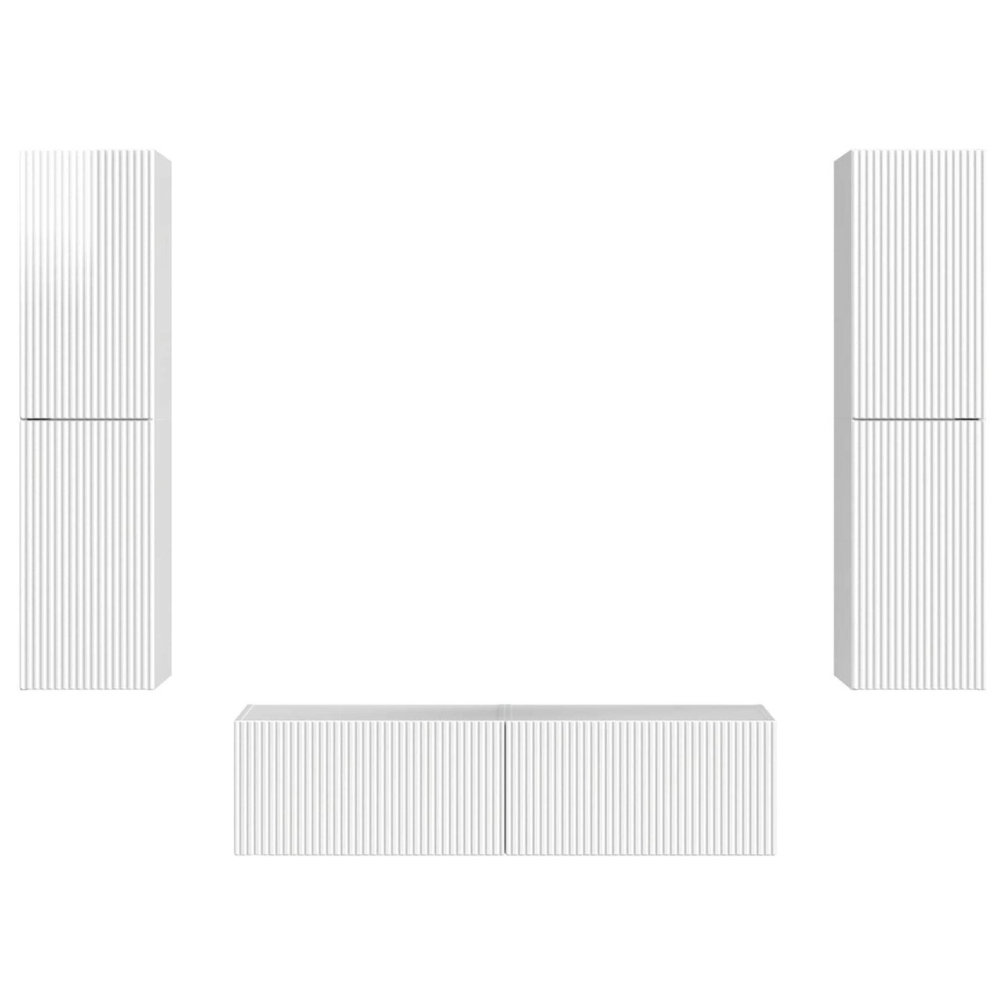TV Cabinet Set 6 pcs High Gloss White Engineered Wood