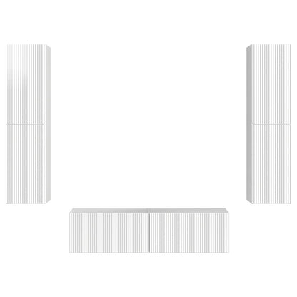 TV Cabinet Set 6 pcs High Gloss White Engineered Wood