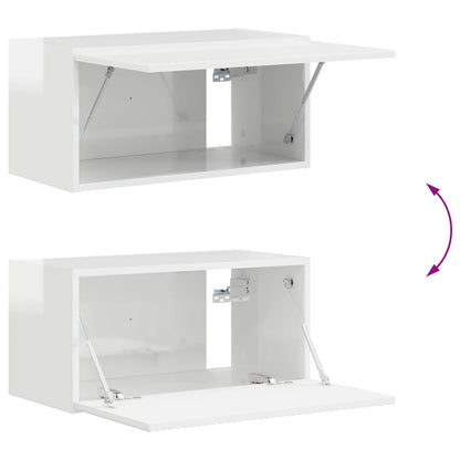 TV Cabinet Set 6 pcs High Gloss White Engineered Wood