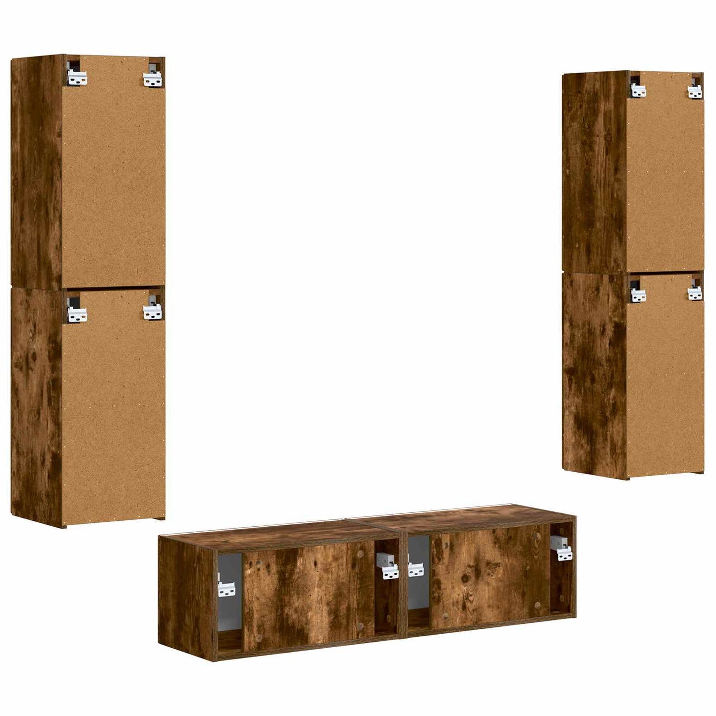 TV Cabinet Set 6 pcs Smoked Oak Engineered Wood