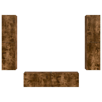 TV Cabinet Set 6 pcs Smoked Oak Engineered Wood
