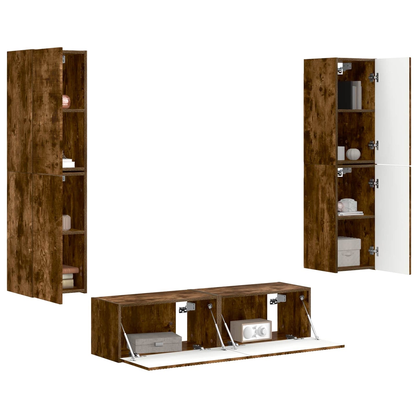 TV Cabinet Set 6 pcs Smoked Oak Engineered Wood