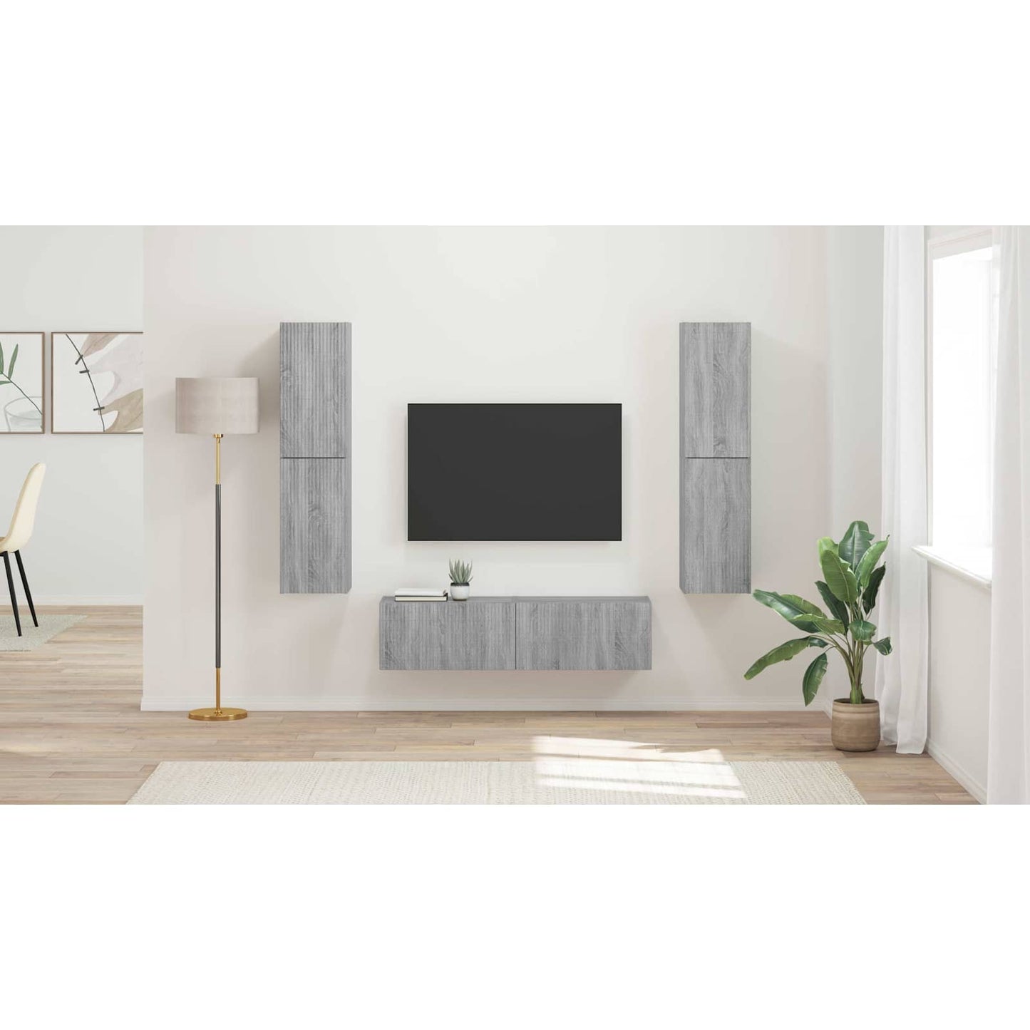 TV Cabinet Set 6 pcs Grey Sonoma Engineered Wood