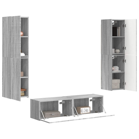 TV Cabinet Set 6 pcs Grey Sonoma Engineered Wood