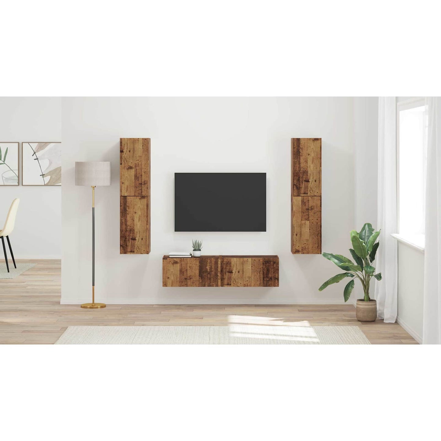 TV Cabinet Set 6 pcs Old Wood Engineered Wood