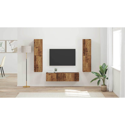 TV Cabinet Set 6 pcs Old Wood Engineered Wood