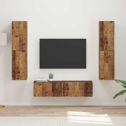 TV Cabinet Set 6 pcs Old Wood Engineered Wood