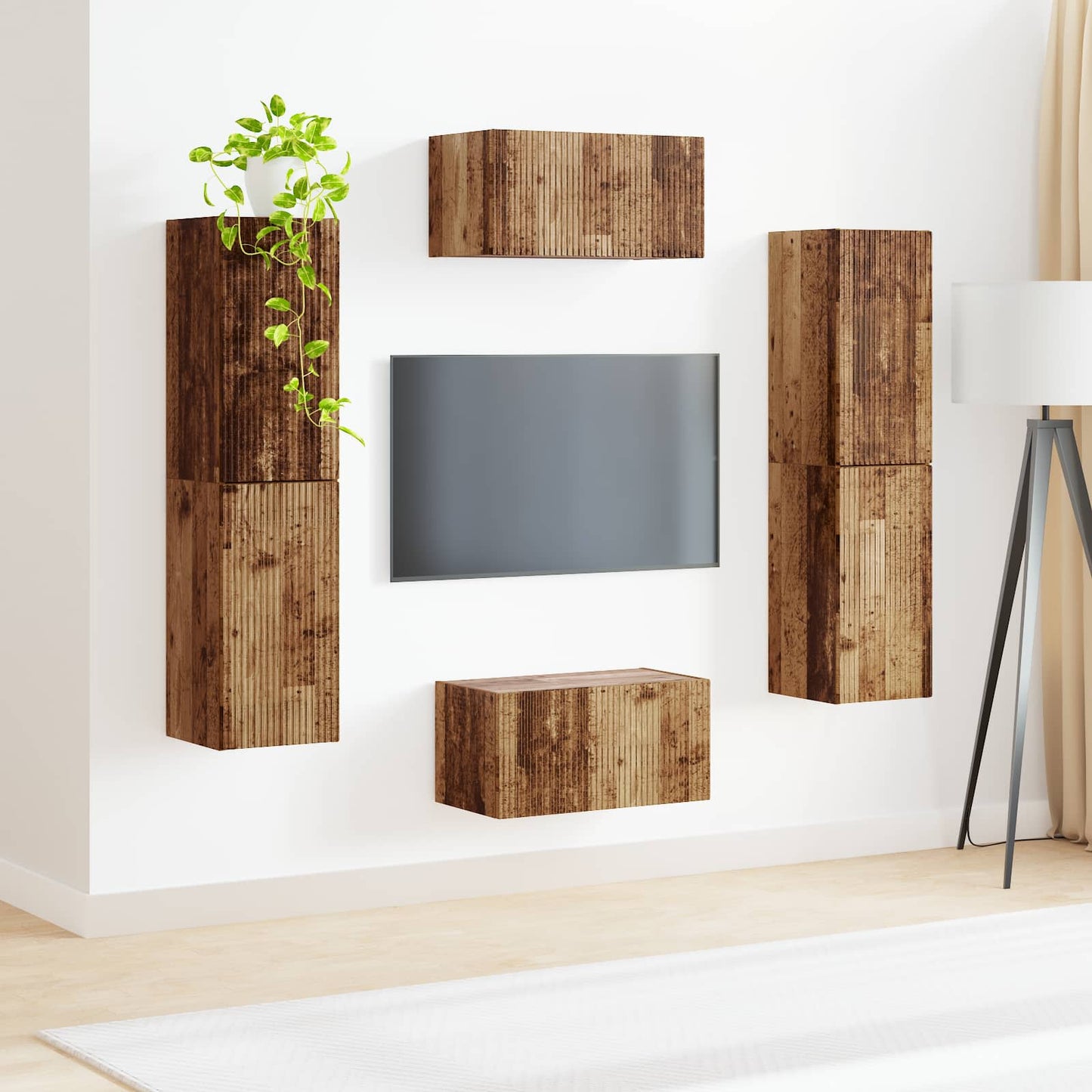 TV Cabinet Set 6 pcs Old Wood Engineered Wood
