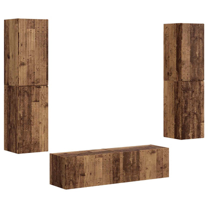 TV Cabinet Set 6 pcs Old Wood Engineered Wood