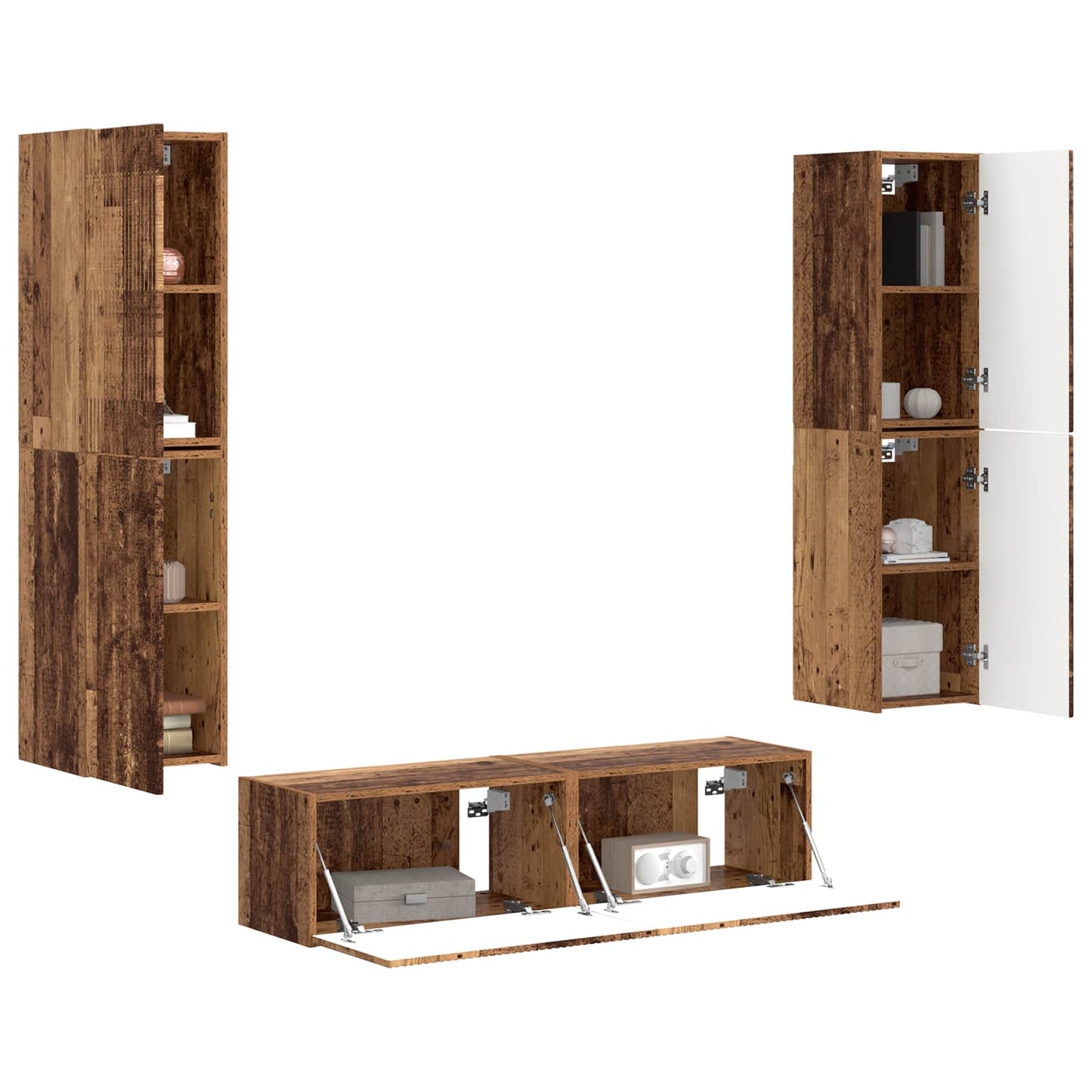 TV Cabinet Set 6 pcs Old Wood Engineered Wood
