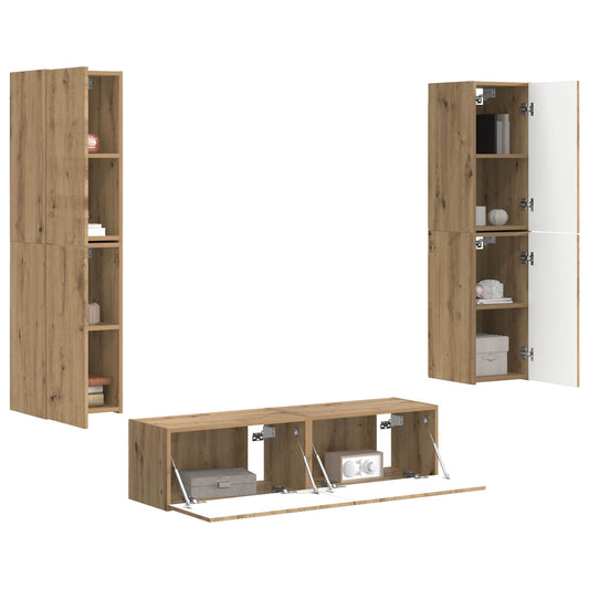 TV Cabinet Set 6 pcs Artisan Oak Engineered Wood