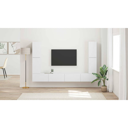 TV Cabinet Set 8 pcs White Engineered Wood