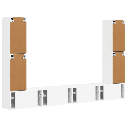 TV Cabinet Set 8 pcs White Engineered Wood