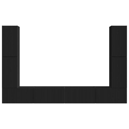 TV Cabinet Set 8 pcs Black Engineered Wood