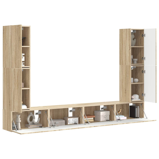 TV Cabinet Set 8 pcs Sonoma Oak Engineered Wood