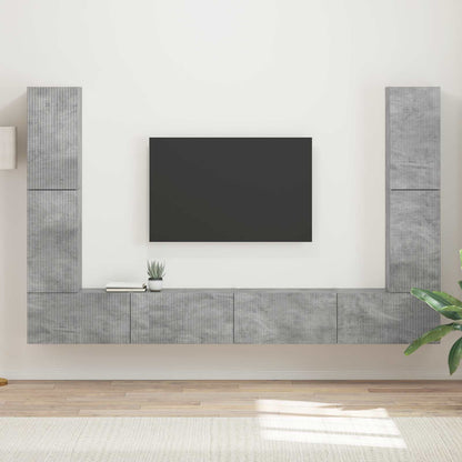 TV Cabinet Set 8 pcs Concrete Grey Engineered Wood