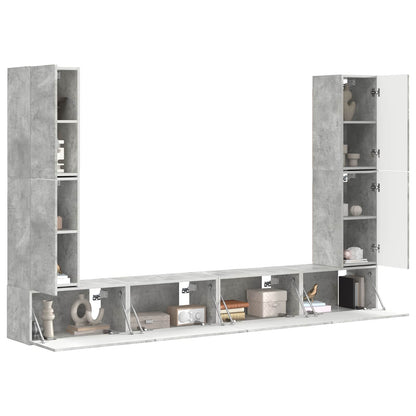 TV Cabinet Set 8 pcs Concrete Grey Engineered Wood