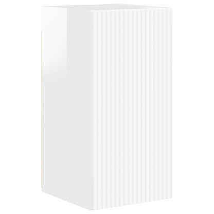 TV Cabinet Set 8 pcs High Gloss White Engineered Wood