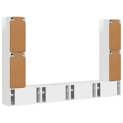 TV Cabinet Set 8 pcs High Gloss White Engineered Wood