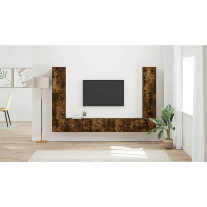 TV Cabinet Set 8 pcs Smoked Oak Engineered Wood
