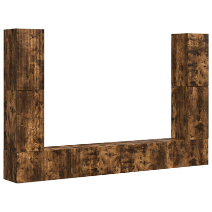 TV Cabinet Set 8 pcs Smoked Oak Engineered Wood