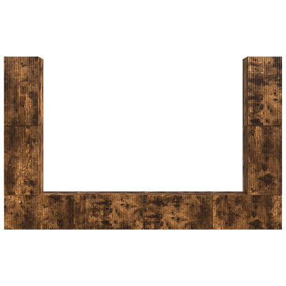 TV Cabinet Set 8 pcs Smoked Oak Engineered Wood