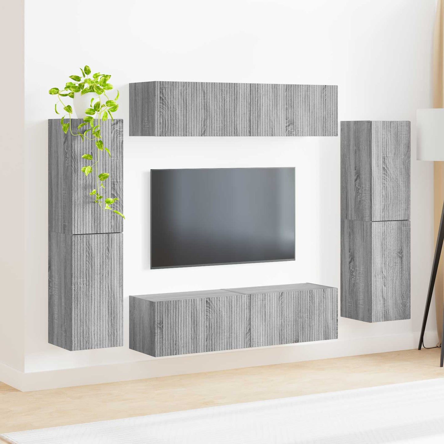 TV Cabinet Set 8 pcs Grey Sonoma Engineered Wood