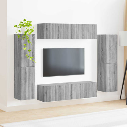TV Cabinet Set 8 pcs Grey Sonoma Engineered Wood