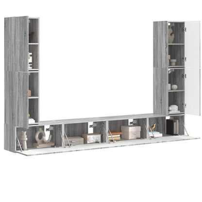 TV Cabinet Set 8 pcs Grey Sonoma Engineered Wood