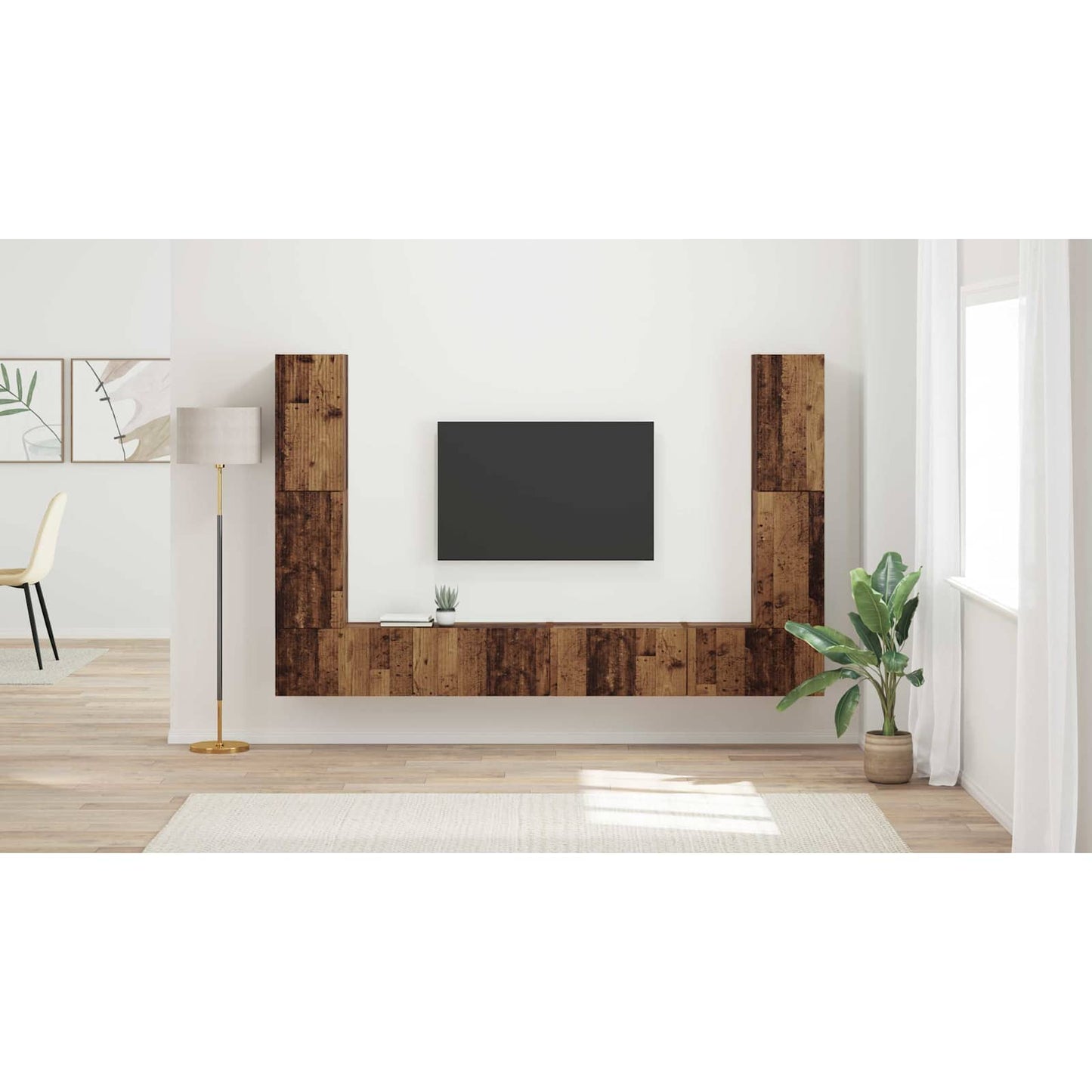 TV Cabinet Set 8 pcs Old Wood Engineered Wood