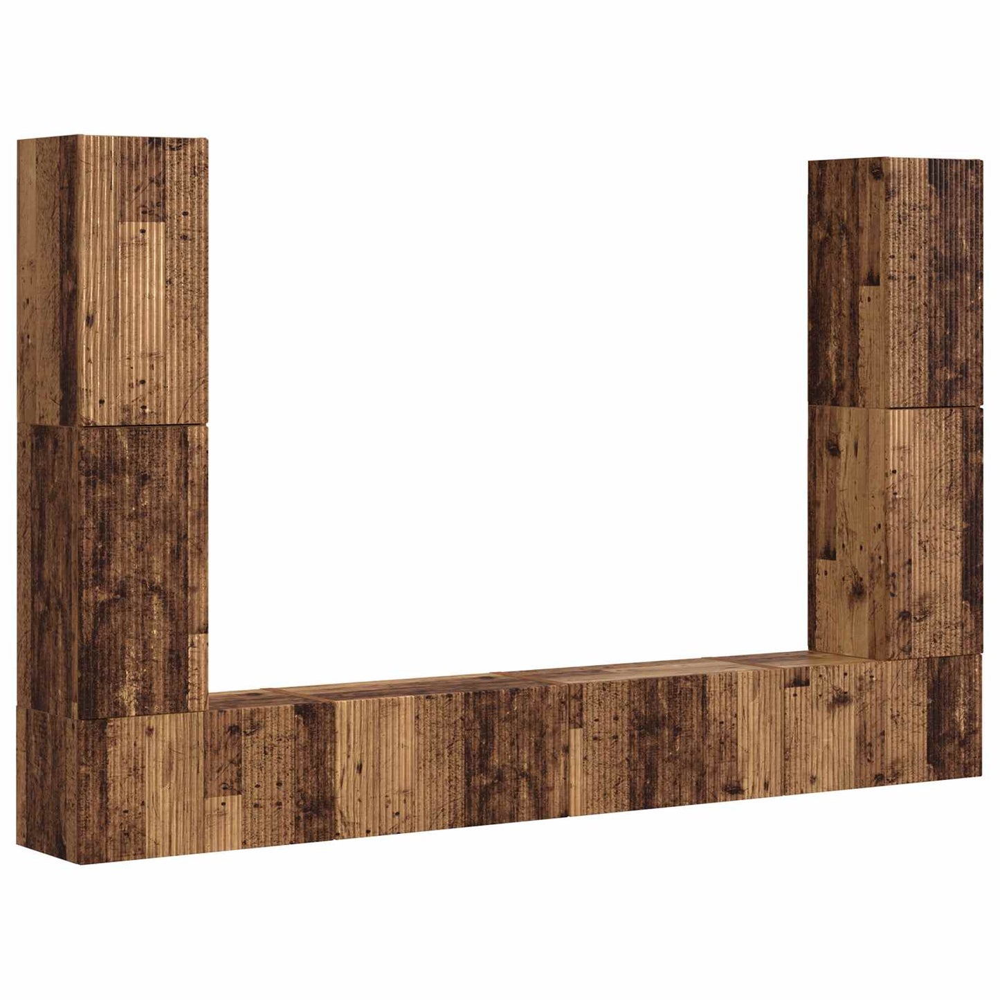 TV Cabinet Set 8 pcs Old Wood Engineered Wood