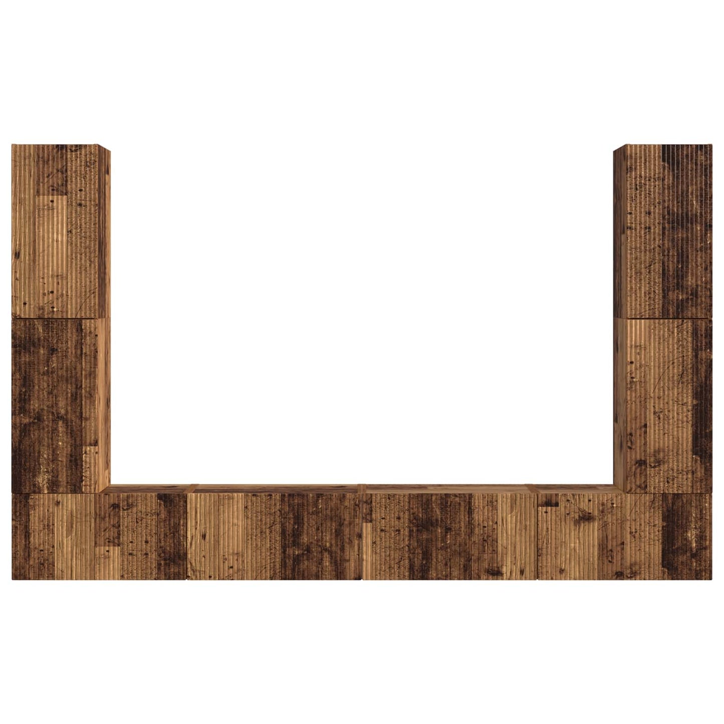 TV Cabinet Set 8 pcs Old Wood Engineered Wood