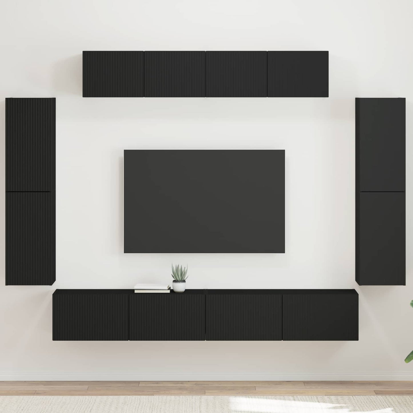 TV Cabinet 8 pcs Black