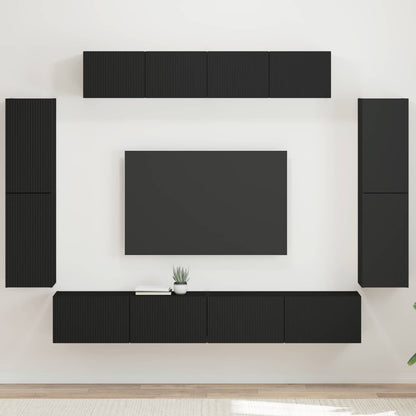 TV Cabinet 8 pcs Black