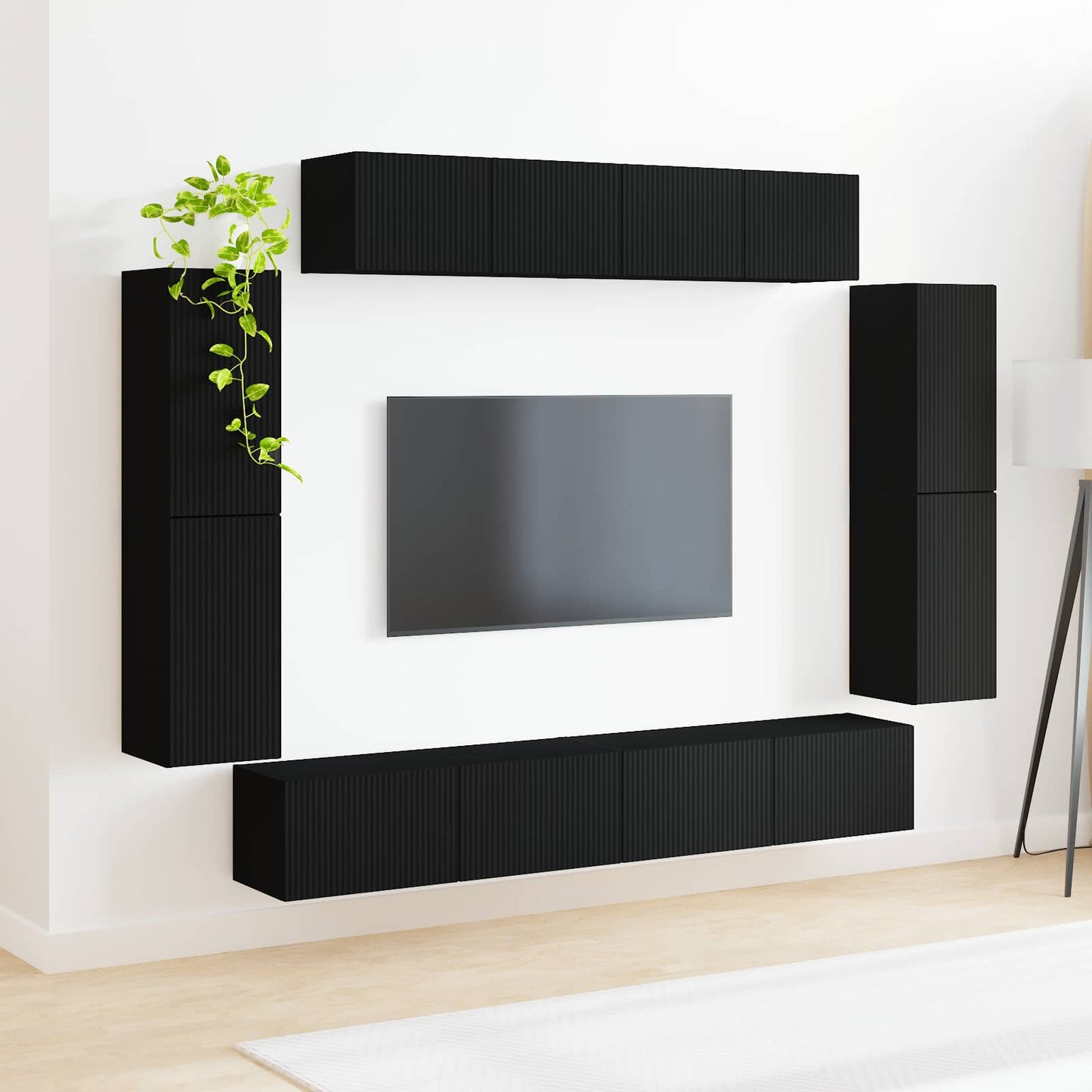 TV Cabinet 8 pcs Black