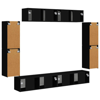 TV Cabinet 8 pcs Black