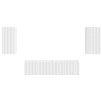 TV Cabinet Set 4 pcs White Engineered Wood