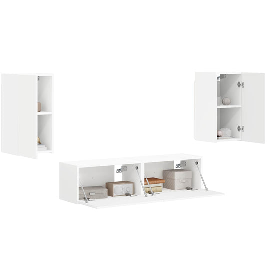 TV Cabinet Set 4 pcs White Engineered Wood