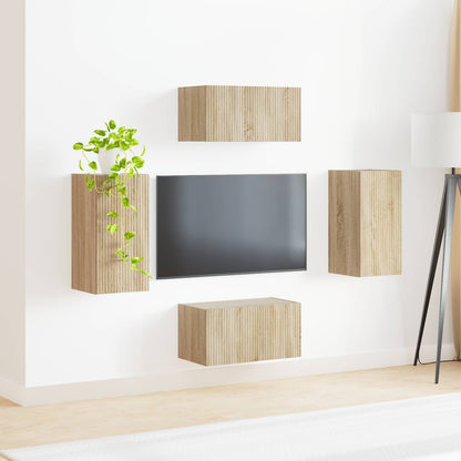 TV Cabinet Set 4 pcs Sonoma Oak Engineered Wood