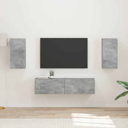 TV Cabinet Set 4 pcs Concrete Grey Engineered Wood