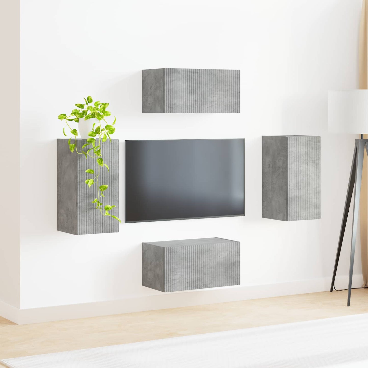 TV Cabinet Set 4 pcs Concrete Grey Engineered Wood