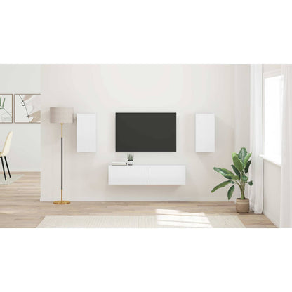 TV Cabinet Set 4 pcs High Gloss White Engineered Wood
